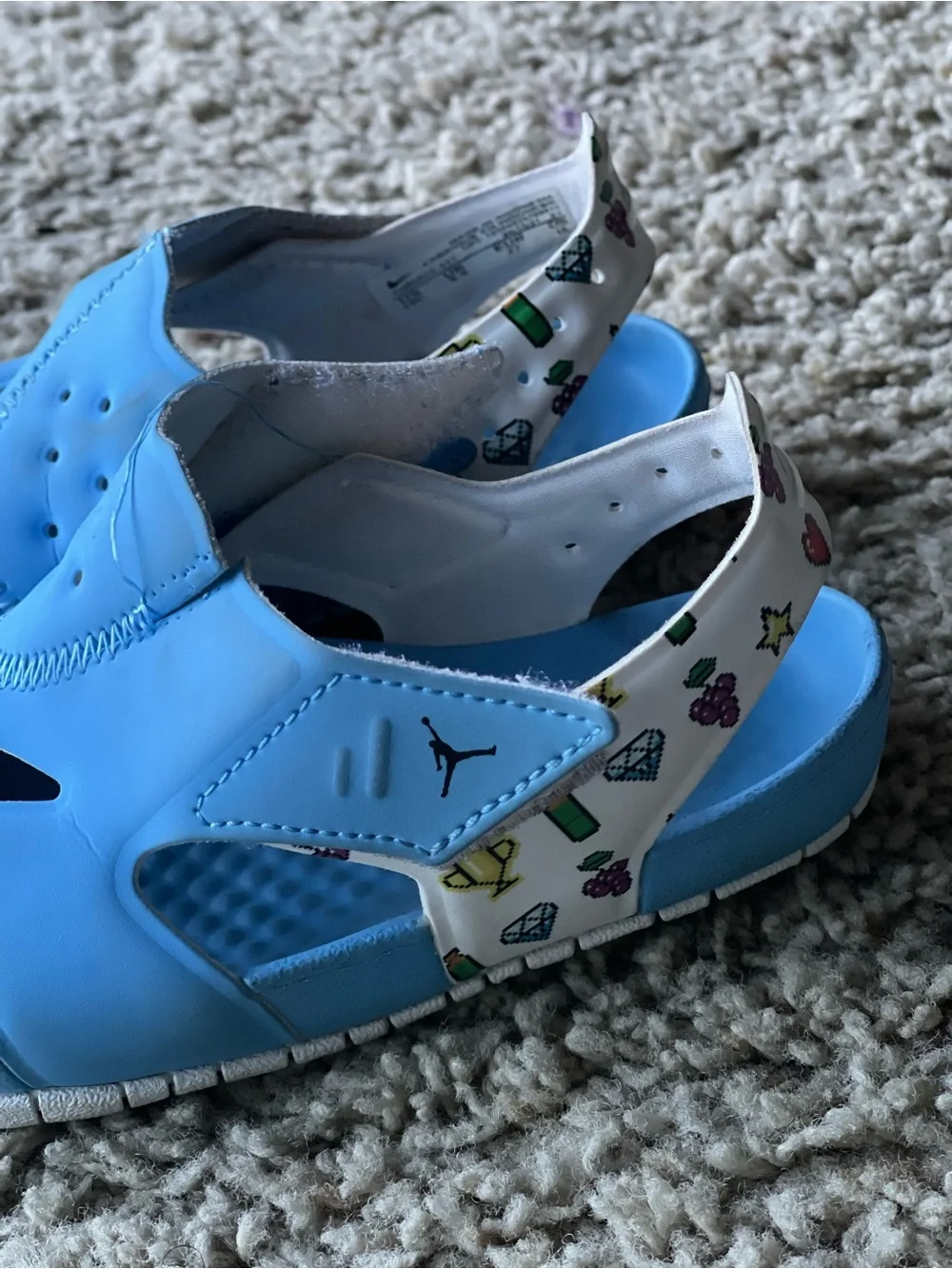 Nike Kids' Light Blue Sandal Slides with Printed Heel Strap